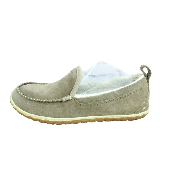 LL Bean Cement Suede Slip-On Fleece Lined Mountain Moccasin Slippers Size 8 M - Picture 1 of 9